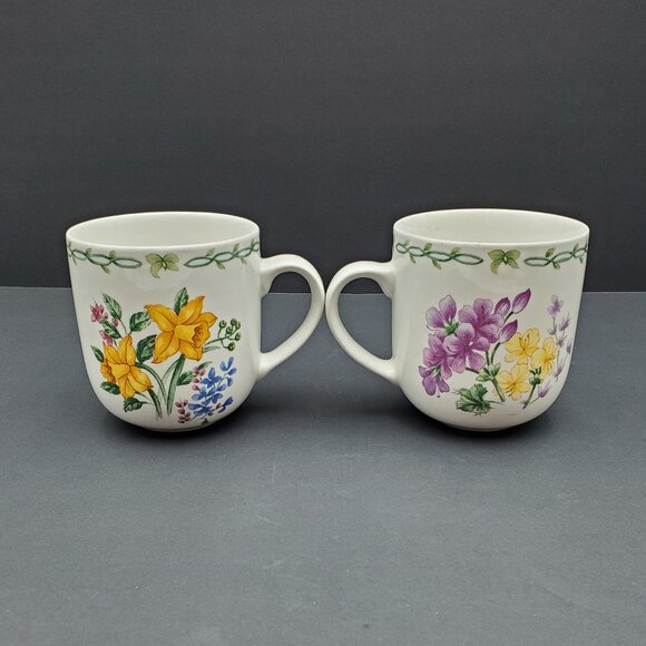 Thomson Pottery Floral Garden Mugs Daffodils Geraniums Flower Mugs - Picture 4 of 8